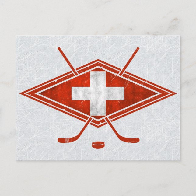 Schweizer Eishockey-Flag Schweiz Postkarte (Vorderseite)