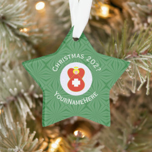 Schweizer Engel Weihnachtsflagge personalisiert  Ornament