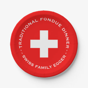 Schweizer Familien-Fondue-Party-Flagge von der Pappteller