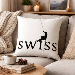 Schweizer Felsenkletter-Silhouette Minimalist Kissen