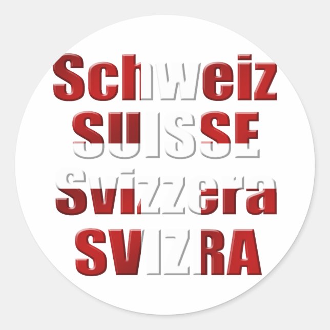 Schweizer Flagge des offiziellen Sprachender Runder Aufkleber (Vorderseite)