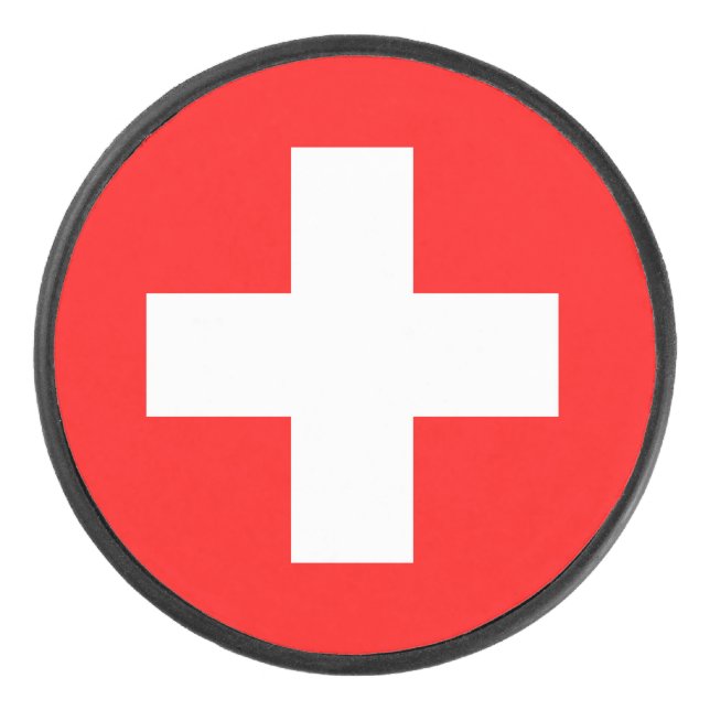 Schweizer Flagge Eishockey Puck (Vorderseite)
