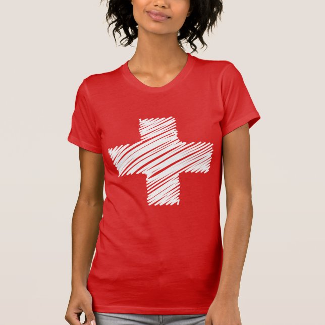 Schweizer Flagge für Shirts | Kreuzsymbol der Schw (Vorderseite)
