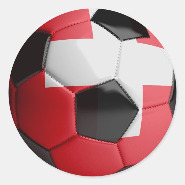Schweizer Flagge Fußball-Ball Runder Aufkleber (Vorderseite)