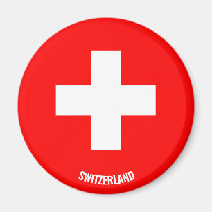 Schweizer Flagge Inschrift Rotes Weißes Kreuz Magnet