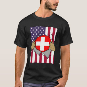Schweizer Flagge Inside Me Zuhause Prix Swiss Amer T-Shirt