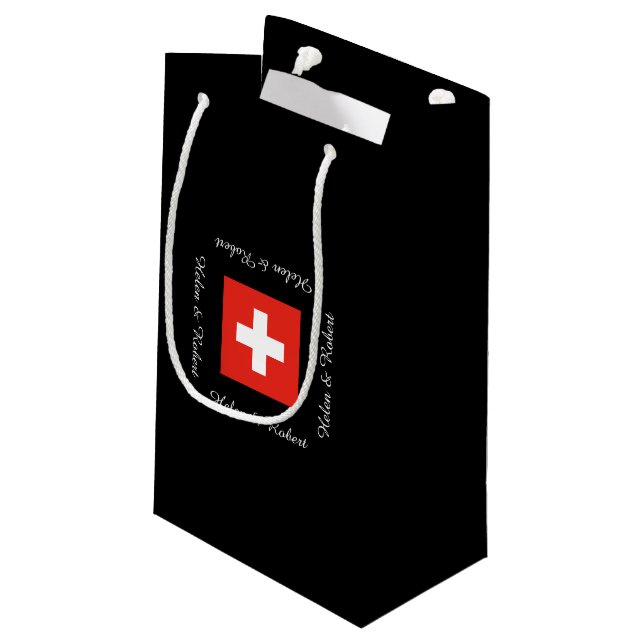Schweizer Flagge Kleine Geschenktüte (Rückseite Schrägansicht)