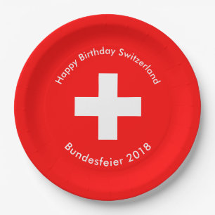 Schweizer Flagge Pappteller