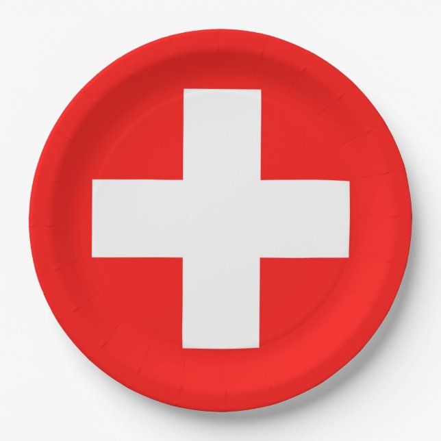 Schweizer Flagge Pappteller (Vorderseite)