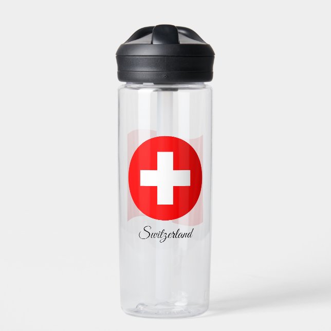 Schweizer Flagge, patriotische Schweiz Trinkflasche (Vorderseite)