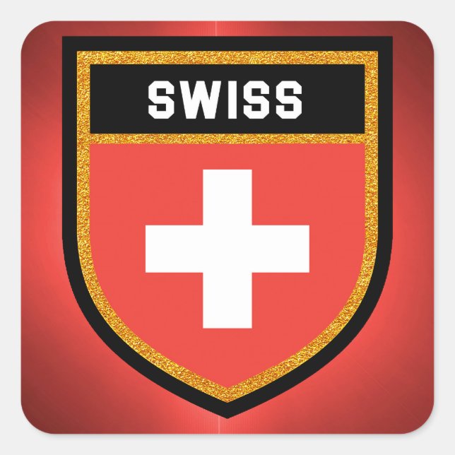 Schweizer Flagge Quadratischer Aufkleber (Vorderseite)