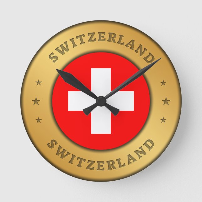 Schweizer Flagge Runde Wanduhr (Vorderseite)