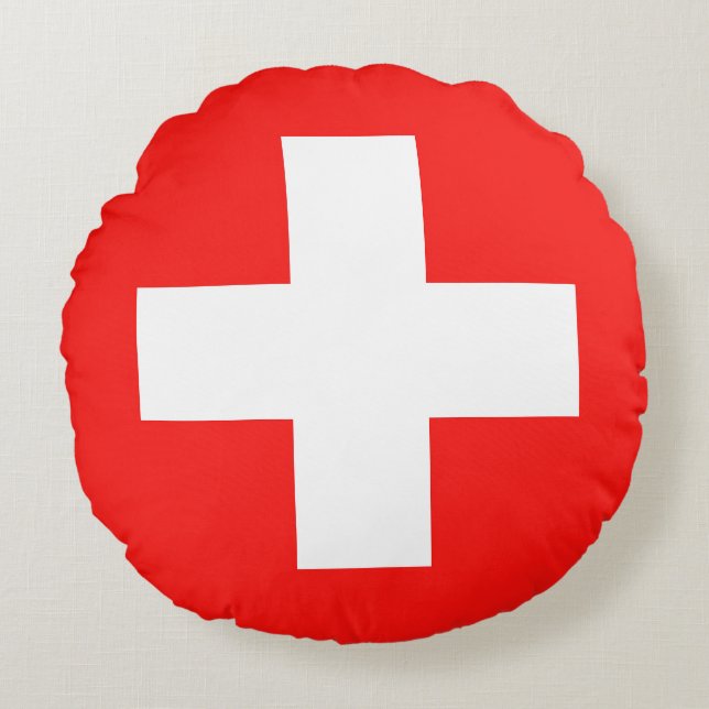 Schweizer Flagge Rundes Kissen (Vorderseite)