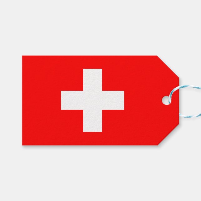 Schweizer Flagge (Schweiz) Geschenkanhänger (Vorderseite (Horizontal))