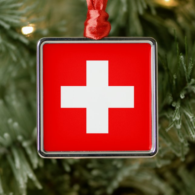 Schweizer Flagge (Schweiz) Keramik Ornament Aus Metall (Baum)