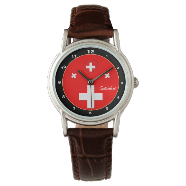 Schweizer Flagge & Schweiz Modepatriot / Liebe Armbanduhr (Vorderseite)