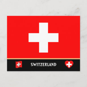 Schweizer Flagge & Schweiz Reise / Schweiz Postkarte