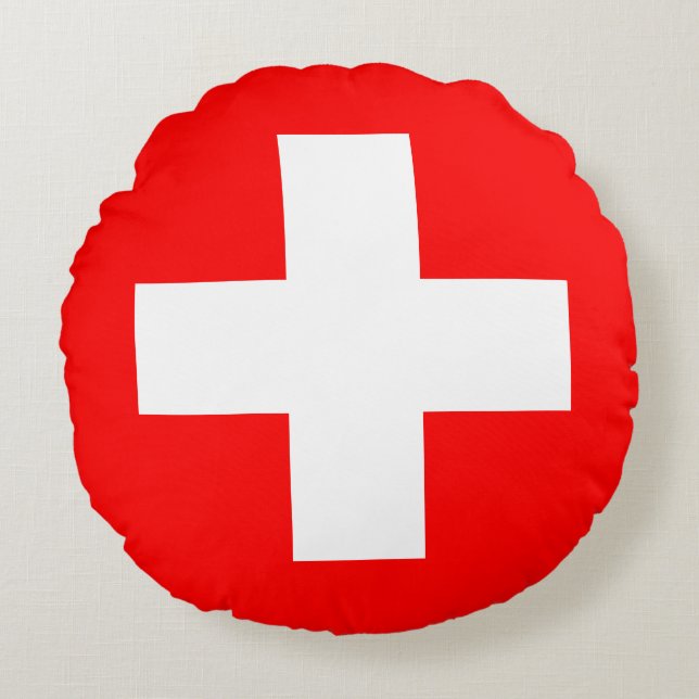 Schweizer Flagge (Schweiz) Rundes Kissen (Vorderseite)