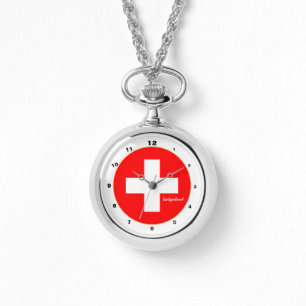 Schweizer Flagge & Schweiz trendige Mode /design Armbanduhr