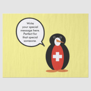 Schweizer Flagge sprechender Herr Pinguin Seidenpapier