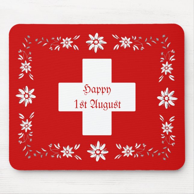Schweizer Flagge und Edelweiß Mousepad (Vorne)