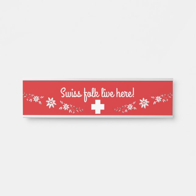 Schweizer Flagge und Edelweiß Türschild (Vorderseite )
