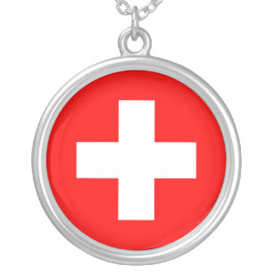 Schweizer Flagge Versilberte Kette