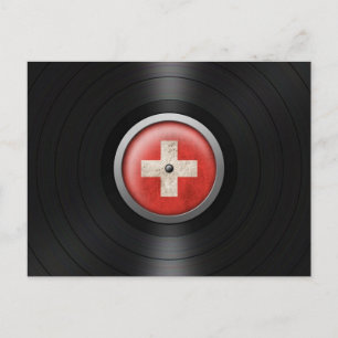 Schweizer Flagge Vinyl Record Album Graphic Postkarte