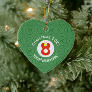 Schweizer Flagge Weihnachtsengel Name Jahr Herz Keramik Ornament