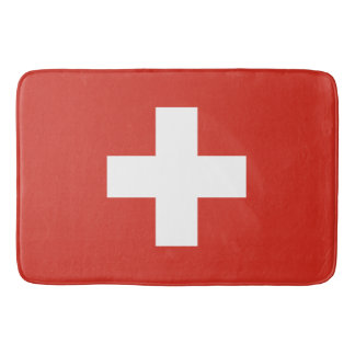 Schweizer Flagge - weißes Kreuz Badematte