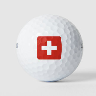 Schweizer Flagge - weißes Kreuz Golfball