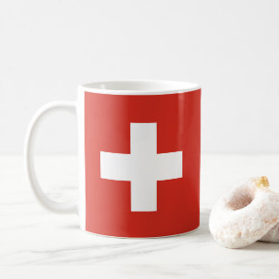 Schweizer Flagge - weißes Kreuz Kaffeetasse