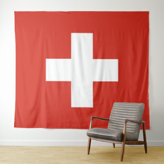 Schweizer Flagge - weißes Kreuz Wandteppich