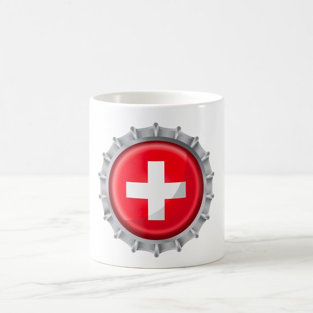 Schweizer Flaggenflaschenverschluss Rot-Weiss-Kreu Kaffeetasse (Von Creator hochgeladen)