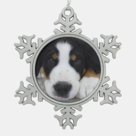 Schweizer Gebirgshundezinn-Schneeflocke-Verzierung Schneeflocken Zinn-Ornament