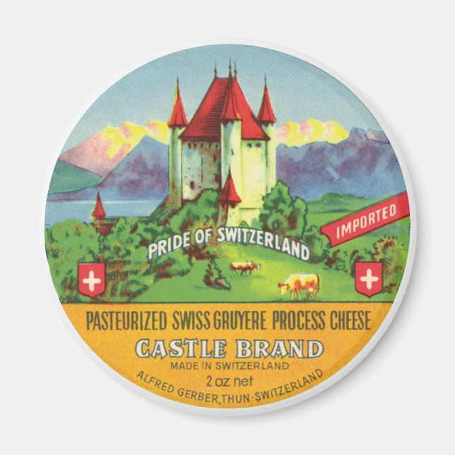 Schweizer Gruyere Käse Schweizer Schloss importier Magnet (Vorne)