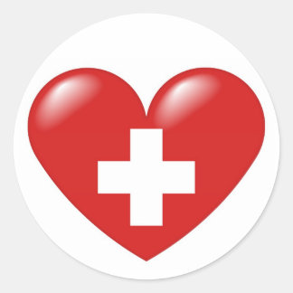 Schweizer Herz - Schweizer Herz - Coeur suisse Runder Aufkleber