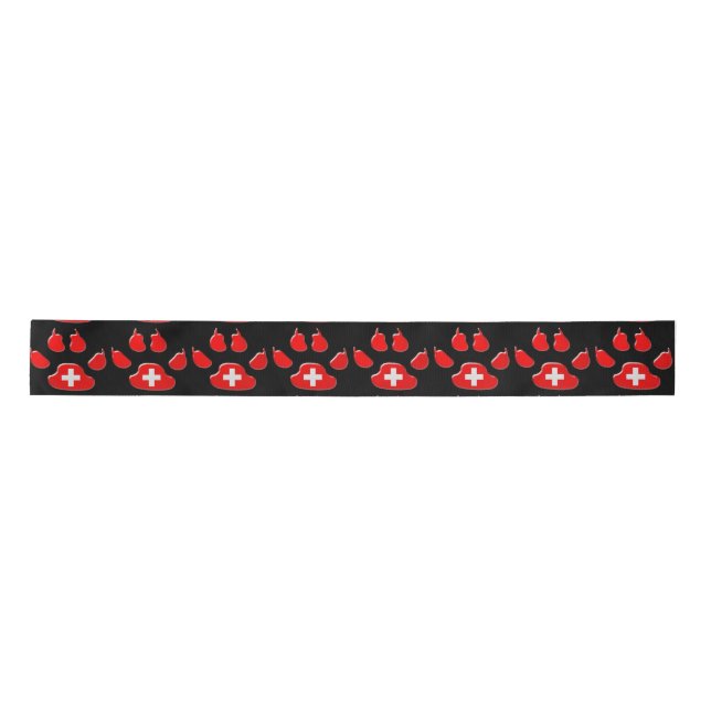 Schweizer Hundetatzendruck Satinband (Vorderseite)