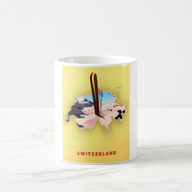 Schweizer Karte Skisporttplakat Kaffeetasse (Mittel)