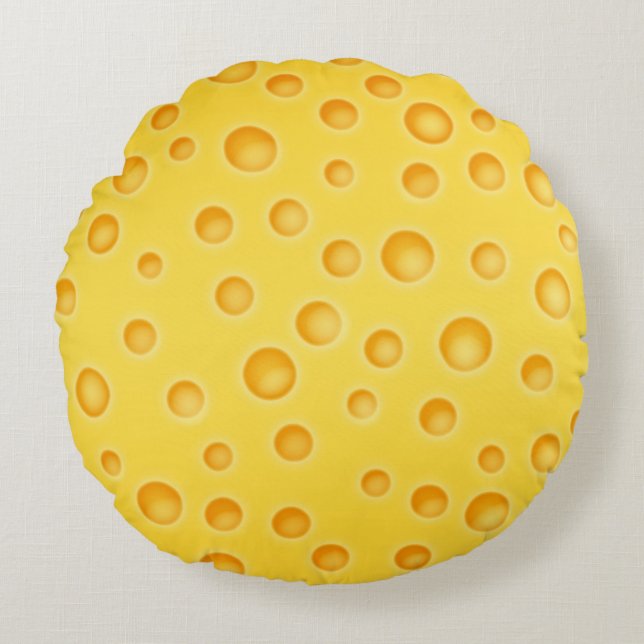 Schweizer Käse Cheezy Beschaffenheits-Muster Rundes Kissen (Vorderseite)