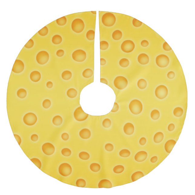 Schweizer Käse Cheezy Texturmuster Polyester Weihnachtsbaumdecke (Vorderseite)