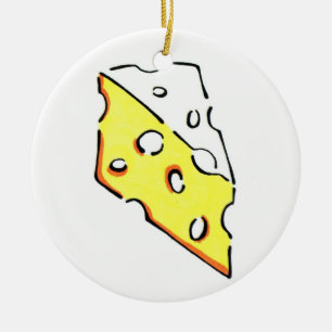 SCHWEIZER KÄSE-KEIL-RUNDE VERZIERUNG KERAMIKORNAMENT