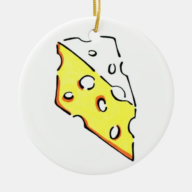 SCHWEIZER KÄSE-KEIL-RUNDE VERZIERUNG KERAMIKORNAMENT (Vorne)