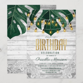 Schweizer Käse Leaf String Lights Lace Gold Geburt Einladung