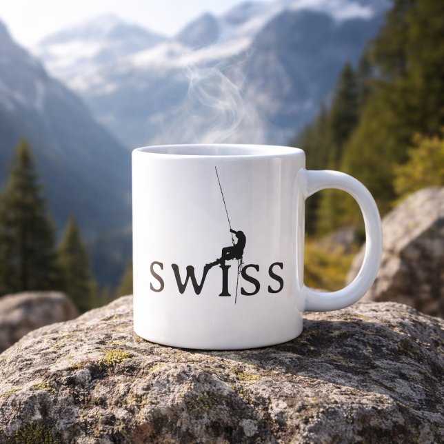 Schweizer Kletter-Minimalist-Seil-Silhouette Jumbo-Tasse (Von Creator hochgeladen)