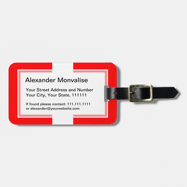 Schweizer Liebe-Schweizrot und -WEISS der Gepäckanhänger (Vorderseite horizontal)