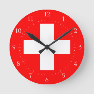 Schweizer Liebe-Schweizrot und -WEISS der Runde Wanduhr