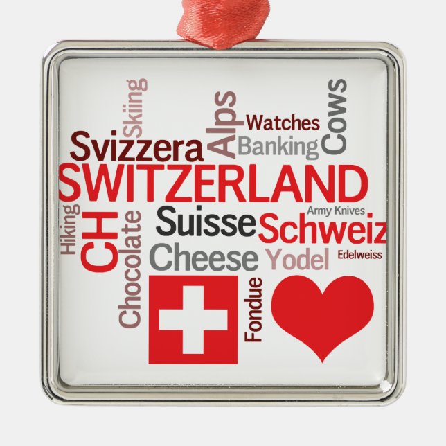 Schweizer Lieblingssachen - i-Liebe die Schweiz Ornament Aus Metall (Vorne)