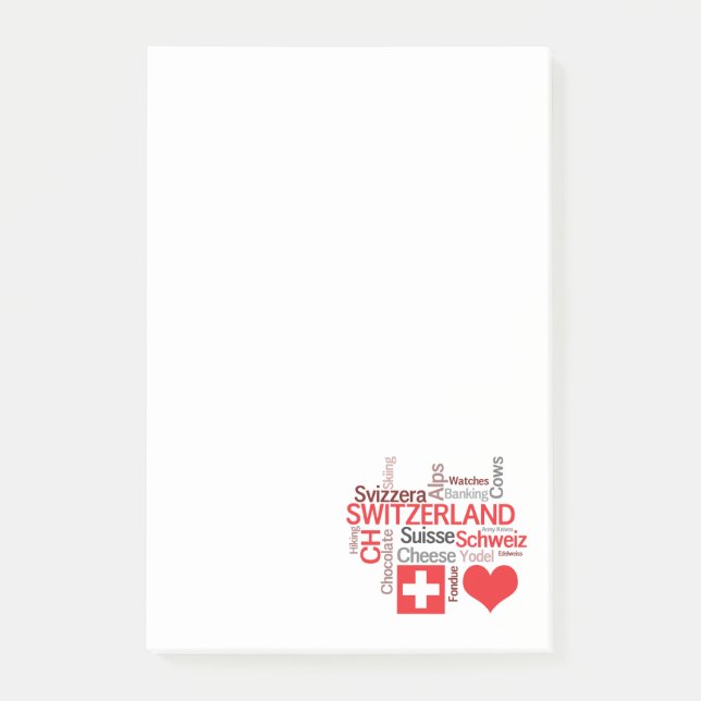 Schweizer Lieblingssachen - i-Liebe die Schweiz Post-it Klebezettel (Vorderseite)