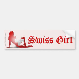 Schweizer Mädchen-Silhouette-Flagge Autoaufkleber
